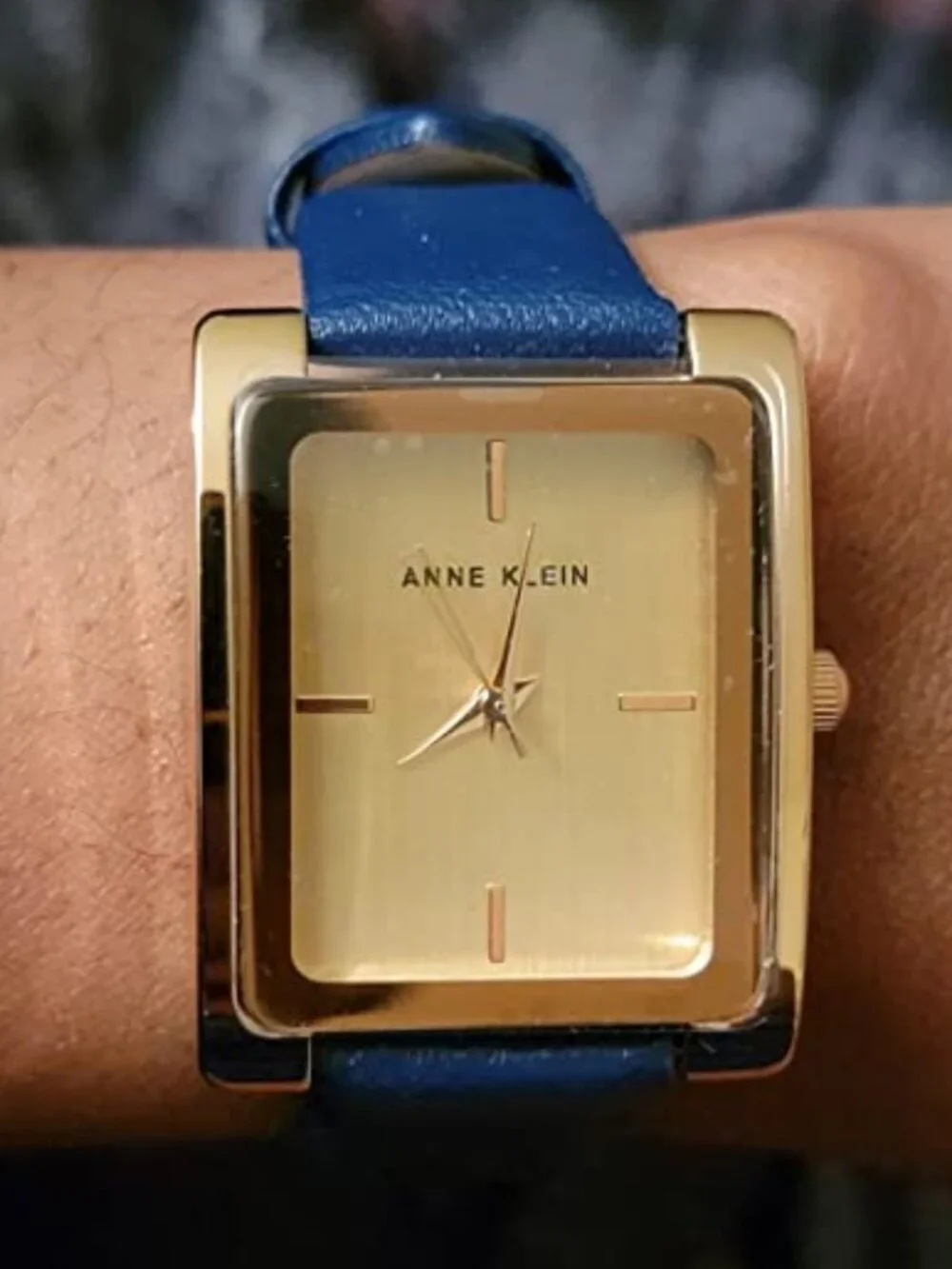 Anne Klein Women's Navy Blue Rose Gold Leather Strap Analog Quartz Luxury Watch